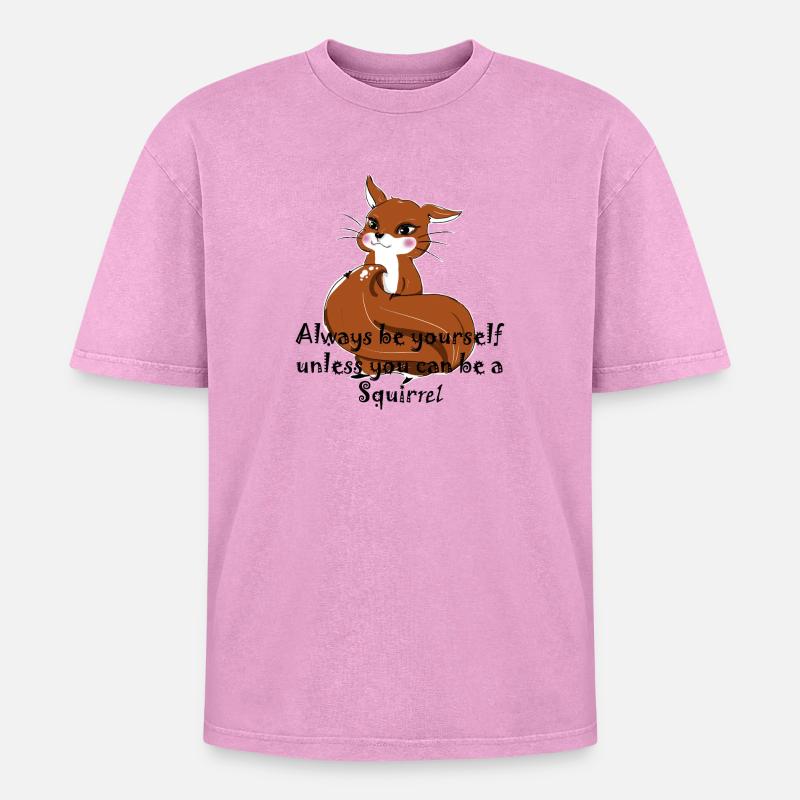 Sei ein Eichhörnchen - Oversized Unisex Premium Acid-Washed T-Shirt - Pink Acid Wash