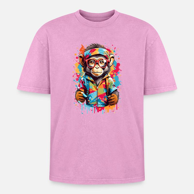 Coole Affe - Oversized Unisex Premium Acid-Washed T-Shirt - Pink Acid Wash