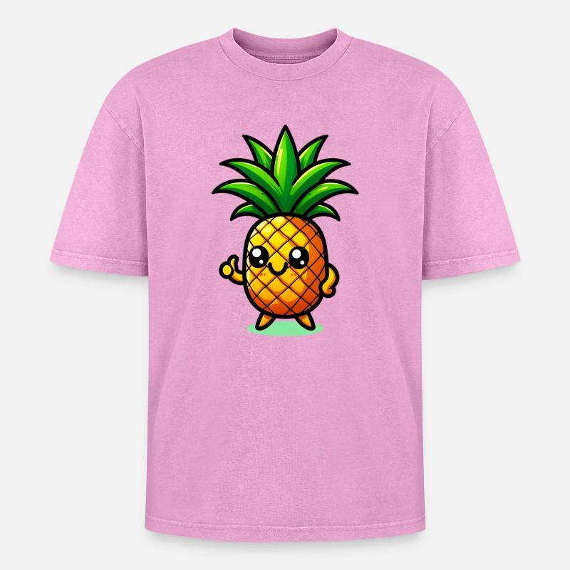 Pineapple - Oversized Unisex Premium Acid-Washed T-Shirt - acid washed pink