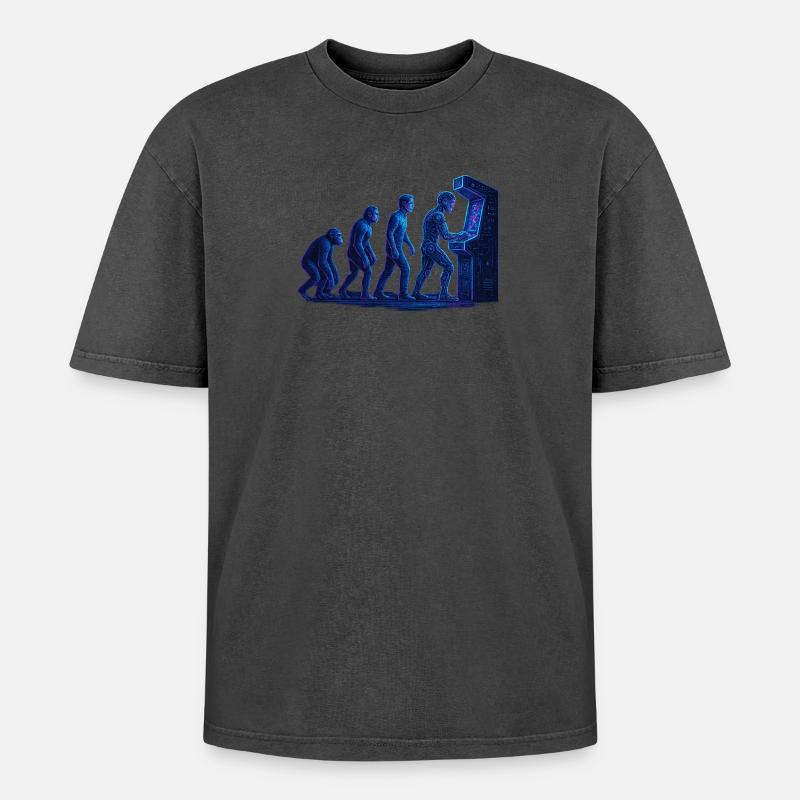 Arcade Menschliche Evolution - Oversized Unisex Premium Acid-Washed T-Shirt - undefined