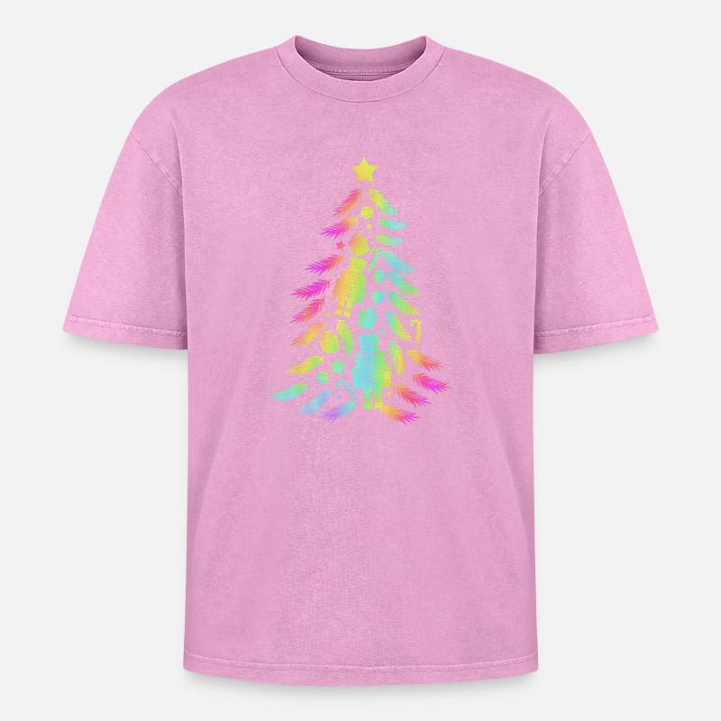 Weihnachtsbaum Nussknacker - Oversized Unisex Premium Acid-Washed T-Shirt - Pink Acid Wash