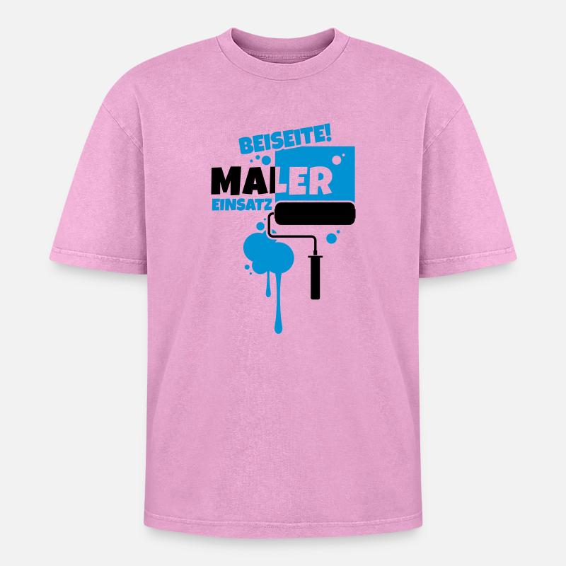beruf maler - Oversized Unisex Premium Acid-Washed T-Shirt - Pink Acid Wash