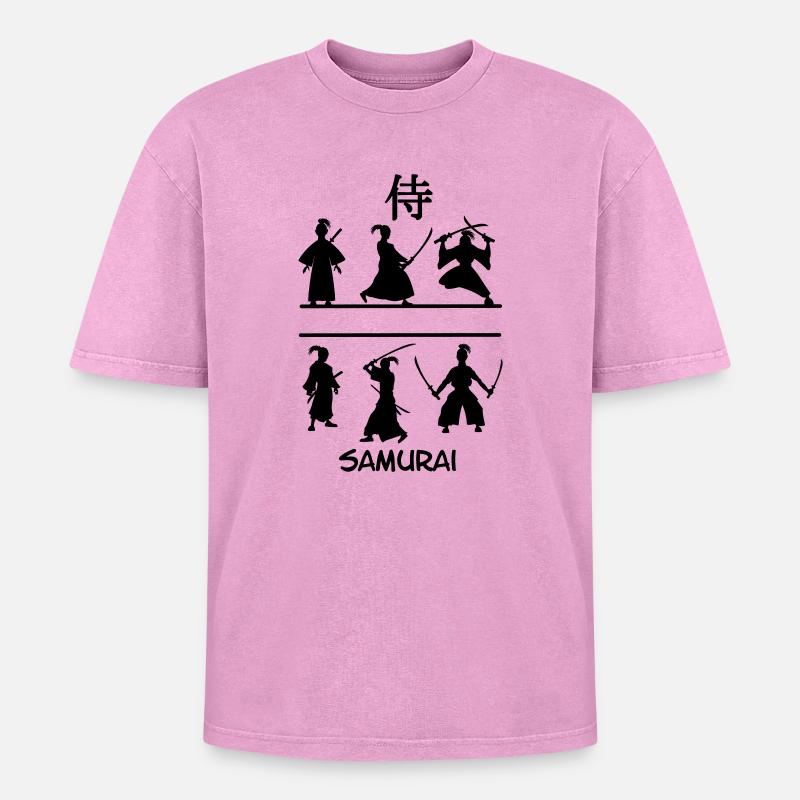 Samouraï avec des épées - T-shirt Premium unisexe oversize acid-washed - rose délavé acide