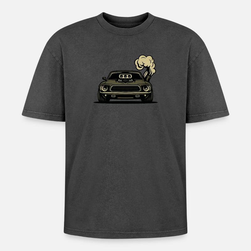 Wütendes Auto - Oversized Unisex Premium Acid-Washed T-Shirt - Pink Acid Wash