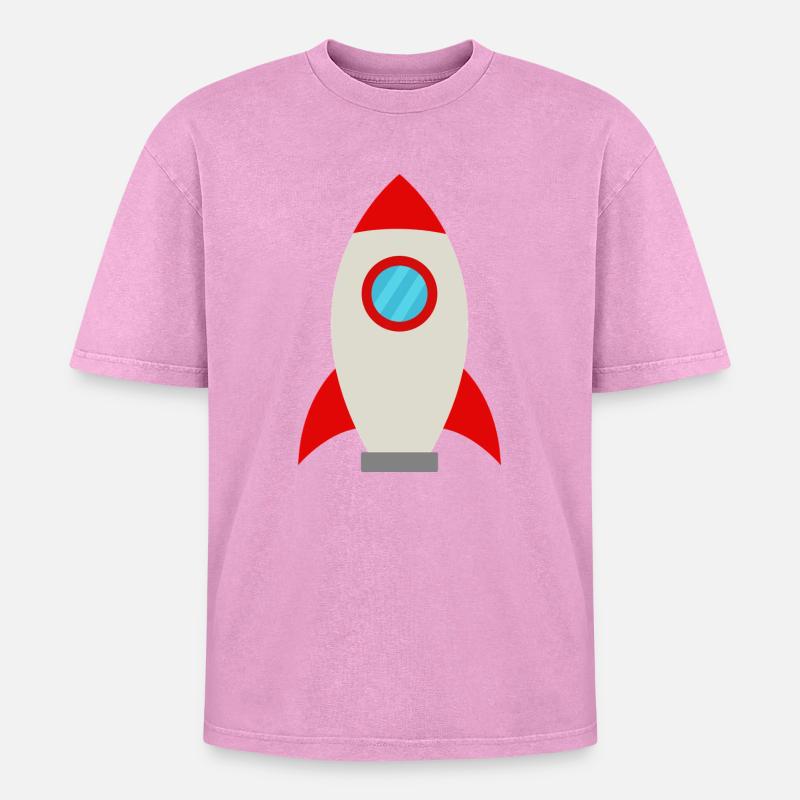 Rocket space - Oversized Unisex Premium Acid-Washed T-Shirt - acid washed pink