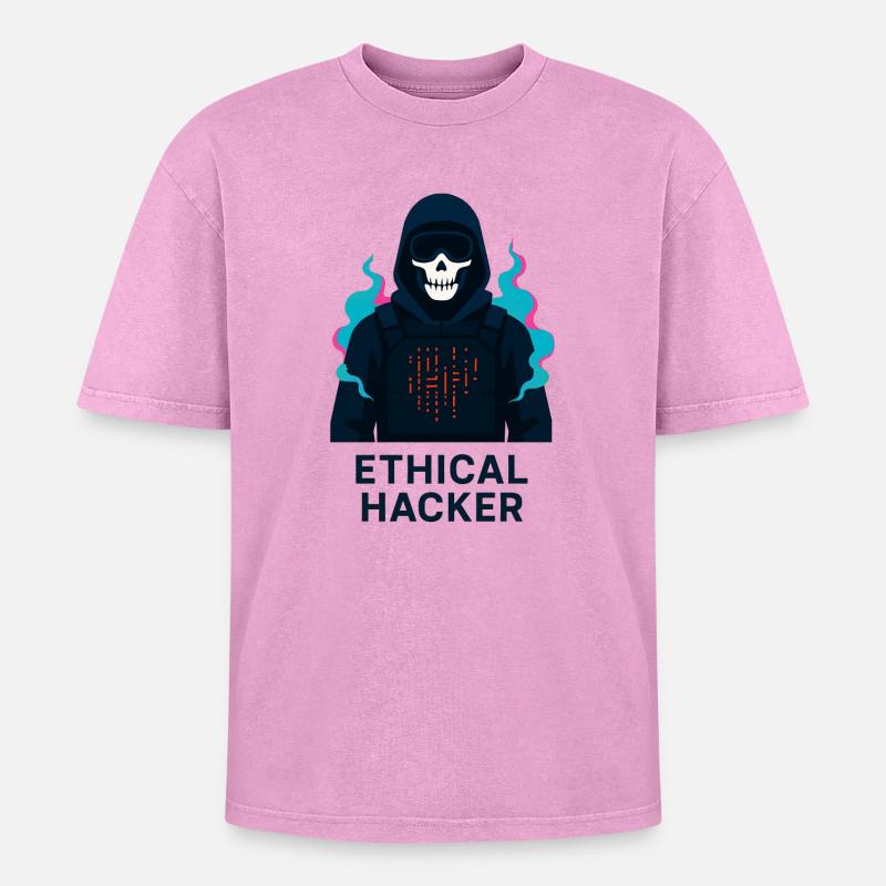 Ethical Hacker - Cybersecurity - Oversized Unisex Premium Acid-Washed T-Shirt - acid washed pink
