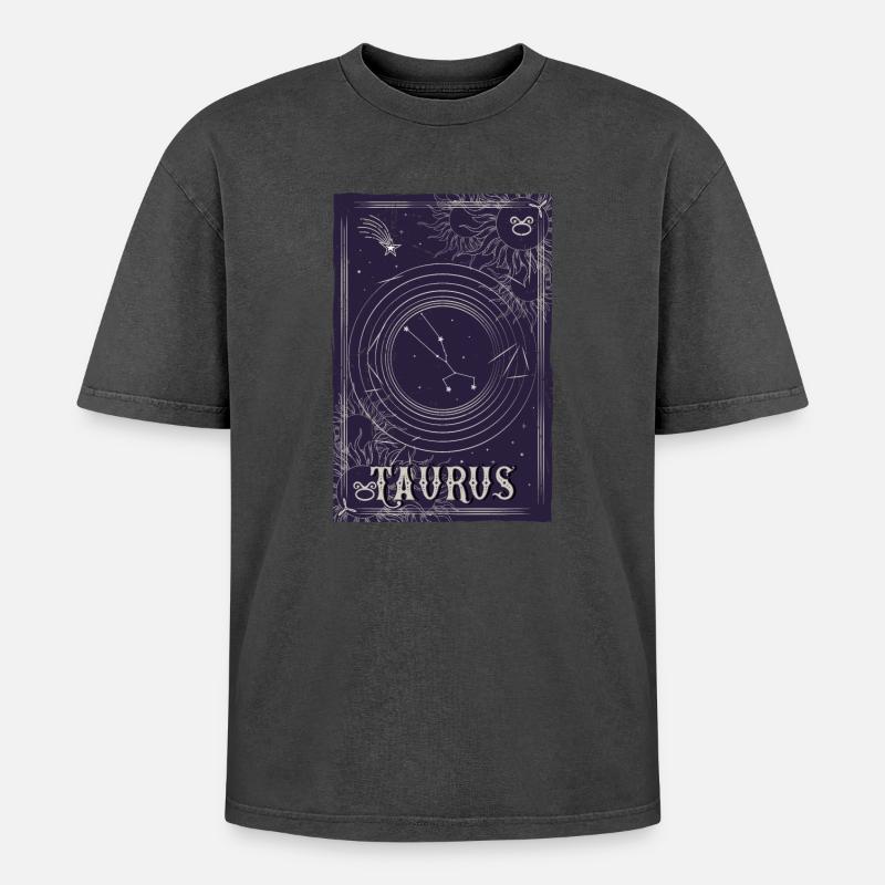 Taurus Sternbild Orbit Design - Oversized Unisex Premium Acid-Washed T-Shirt - undefined