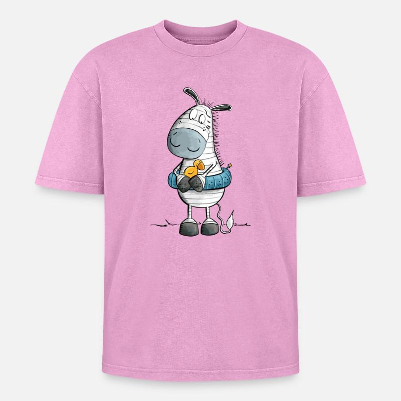 Zebra Summer Beach Float - Oversized Unisex Premium Acid-Washed T-Shirt - acid washed pink