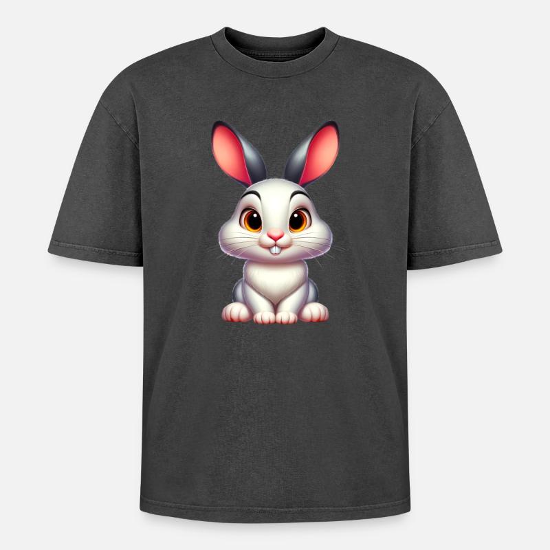 Rabbit - Oversized Unisex Premium Acid-Washed T-Shirt - acid washed pink