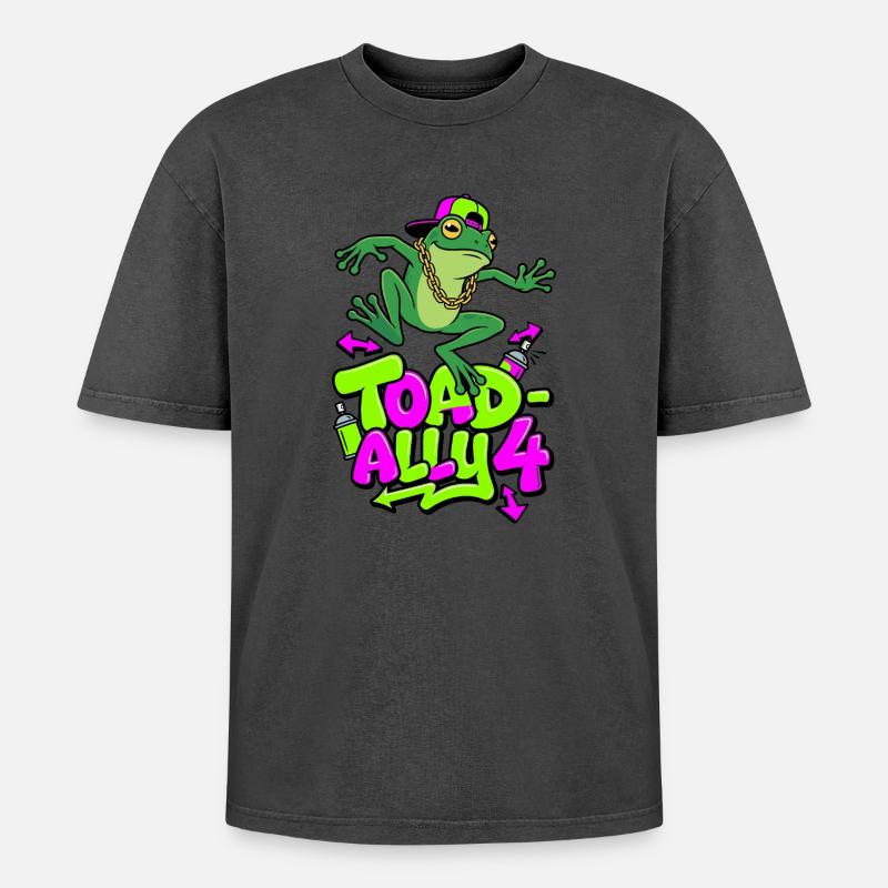 Toad-Ally 4 Coole Kröte - Oversized Unisex Premium Acid-Washed T-Shirt - undefined