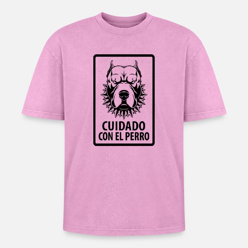 cuidado con el Perro - Oversized Unisex Premium Acid-Washed T-Shirt - acid washed pink