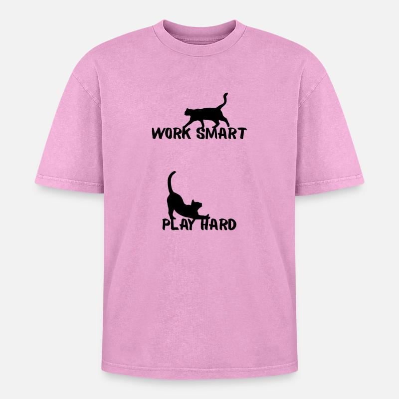 Work smart - Oversized Unisex Premium Acid-Washed T-Shirt - Pink Acid Wash