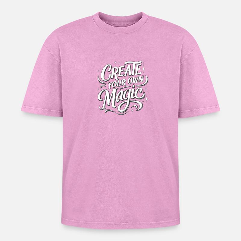 Create Your Own Magic Text - Oversized Unisex Premium Acid-Washed T-Shirt - Pink Acid Wash