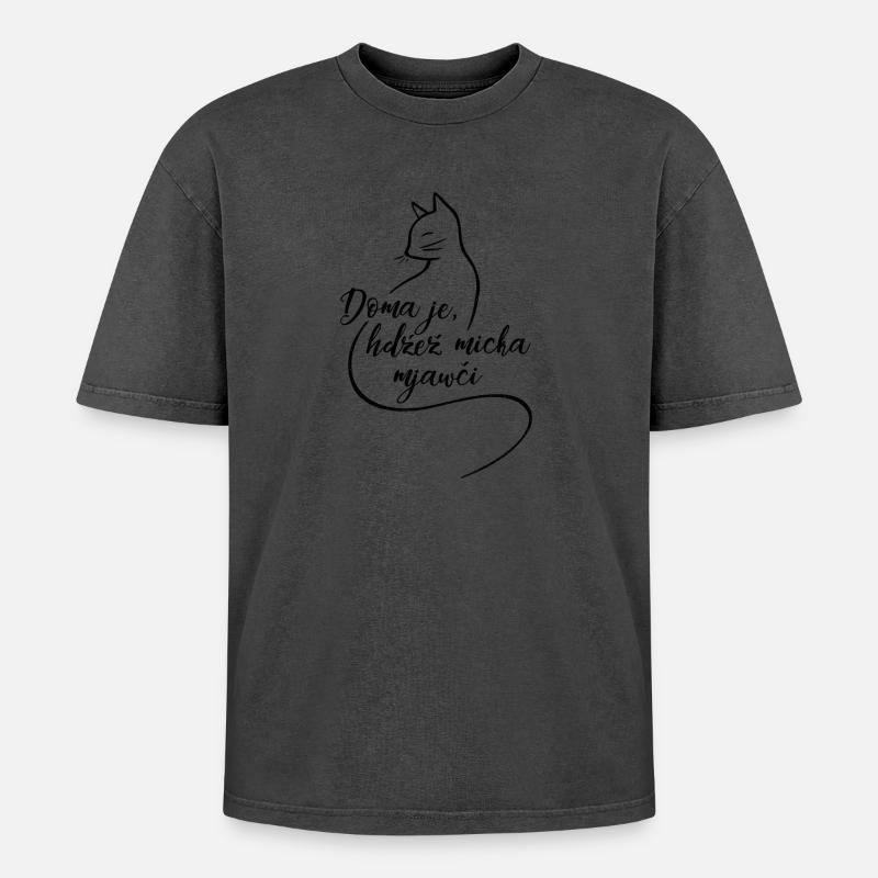 Doma je, hdźež micka mjawči. - T-shirt Premium unisexe oversize acid-washed - rose délavé acide