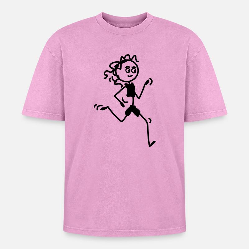 Läuferin Mädchen oder Frau - Oversized Unisex Premium Acid-Washed T-Shirt - Pink Acid Wash