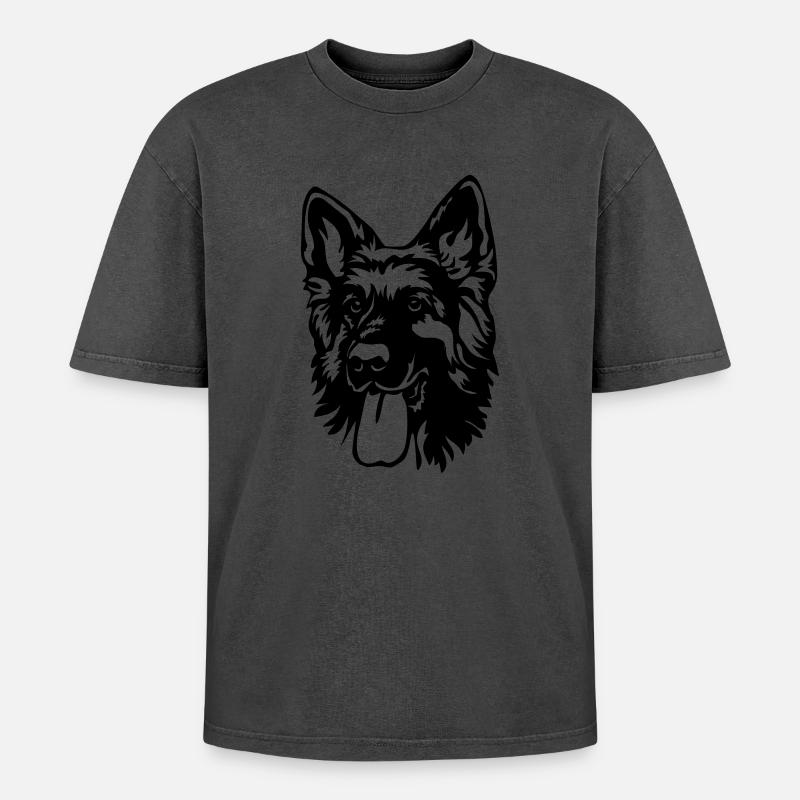 German Shepherd Head - Oversized Unisex Premium Acid-Washed T-Shirt - undefined