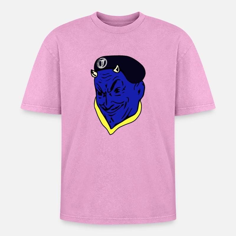 French Army Blue Devil Hunter - Oversized Unisex Premium Acid-Washed T-Shirt - acid washed pink