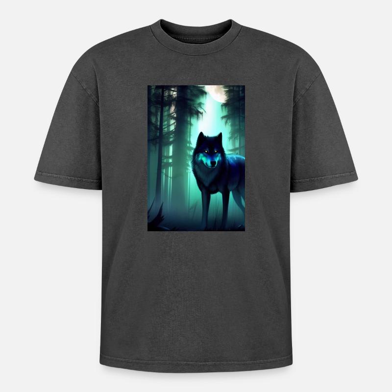Wolf im Wald - Oversized Unisex Premium Acid-Washed T-Shirt - undefined