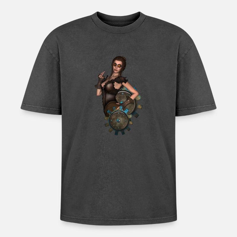 Die Dame des Steampunk - Oversized Unisex Premium Acid-Washed T-Shirt - undefined