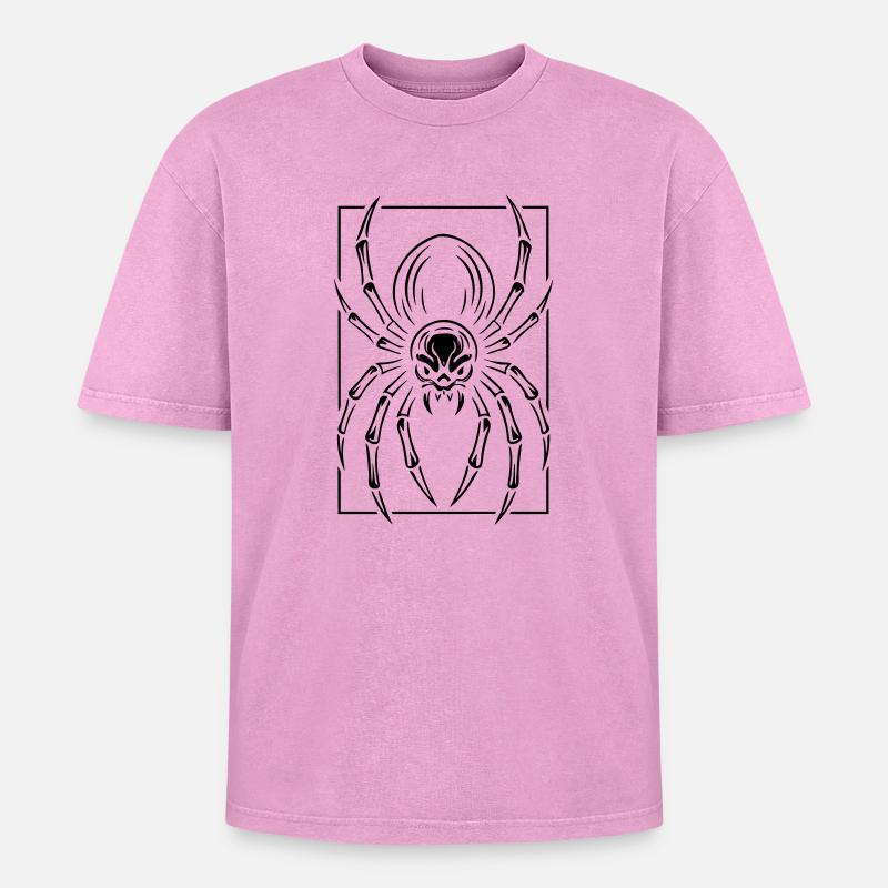 Stylized spider - Oversized Unisex Premium Acid-Washed T-Shirt - acid washed pink