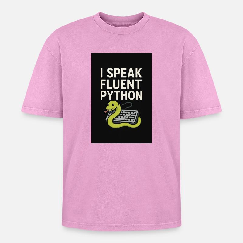 Python-Codierungsschlange - Oversized Unisex Premium Acid-Washed T-Shirt - Pink Acid Wash