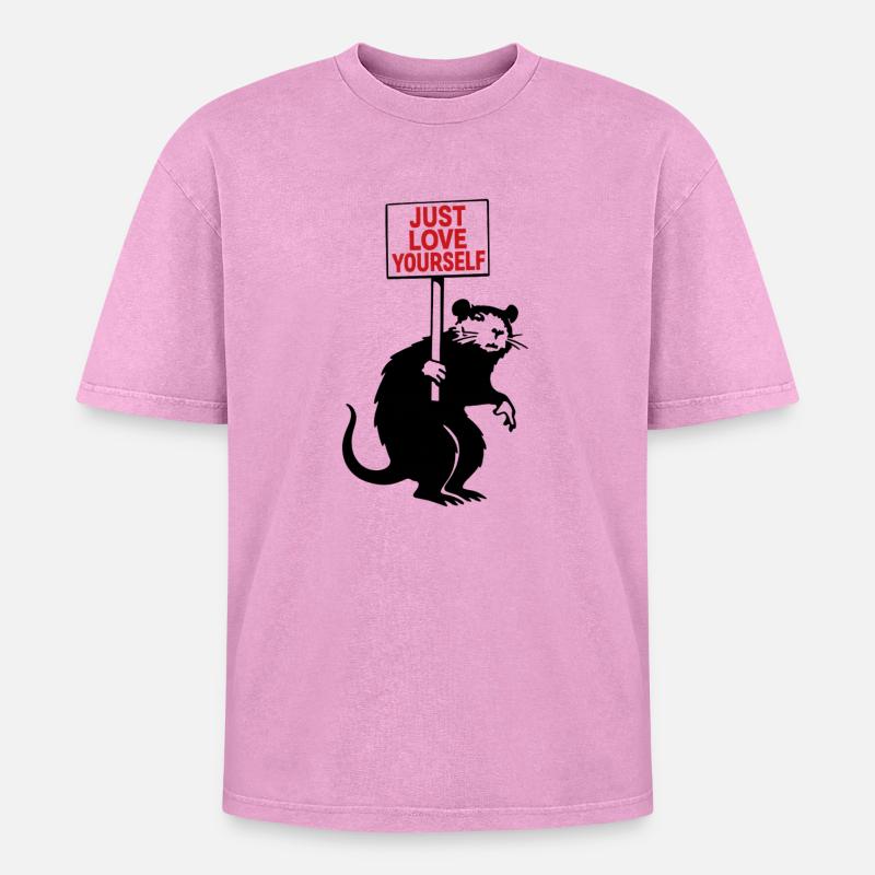 Aimez-vous simplement Signe d’amour de soi - T-shirt Premium unisexe oversize acid-washed - rose délavé acide