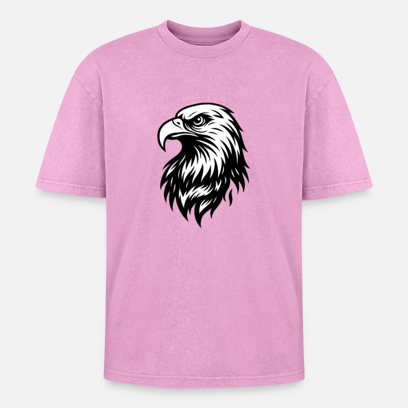 Imperial Eagle Line Style - Oversized Unisex Premium Acid-Washed T-Shirt - acid washed pink