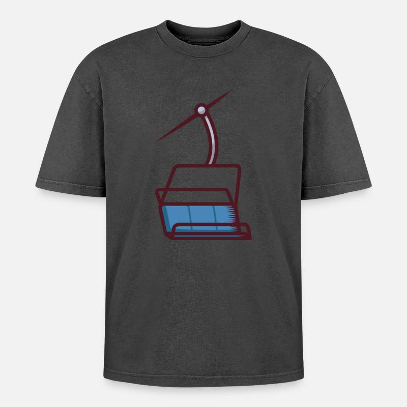 Abstrakte Illustration einer Seilbahn - Oversized Unisex Premium Acid-Washed T-Shirt - undefined