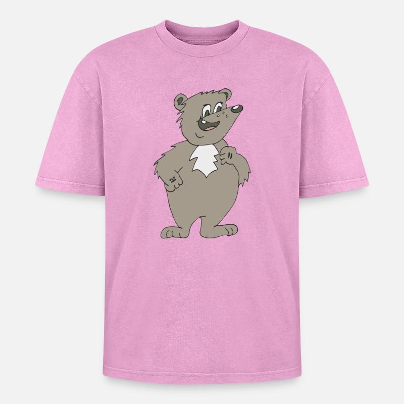 bär comcistyle - Oversized Unisex Premium Acid-Washed T-Shirt - Pink Acid Wash