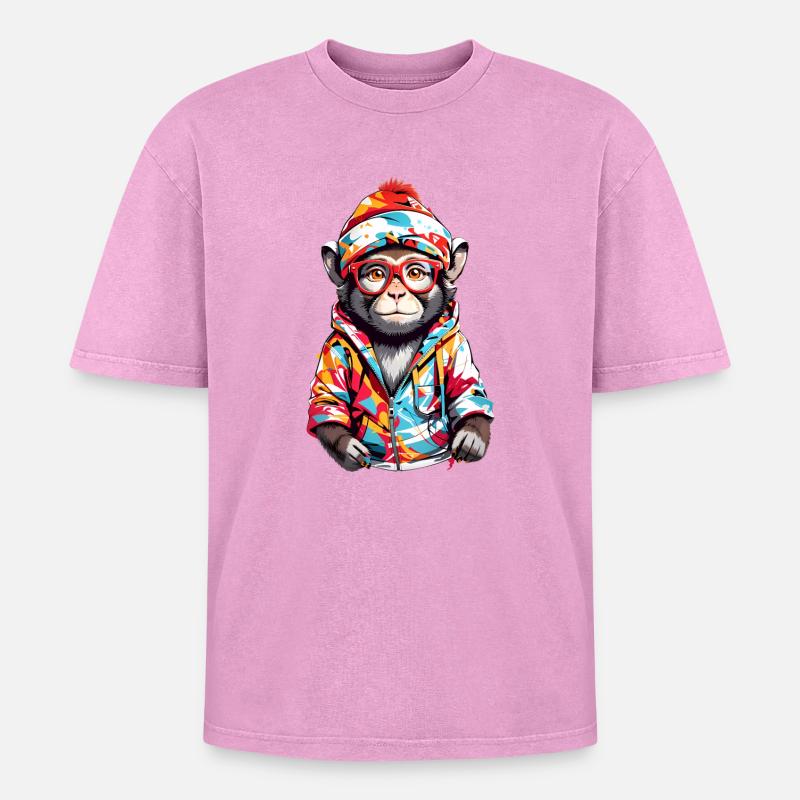 Coole Affe - Oversized Unisex Premium Acid-Washed T-Shirt - Pink Acid Wash