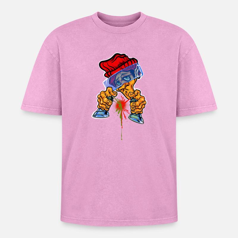 Spray Can Master - Oversized Unisex Premium Acid-Washed T-Shirt - Pink Acid Wash