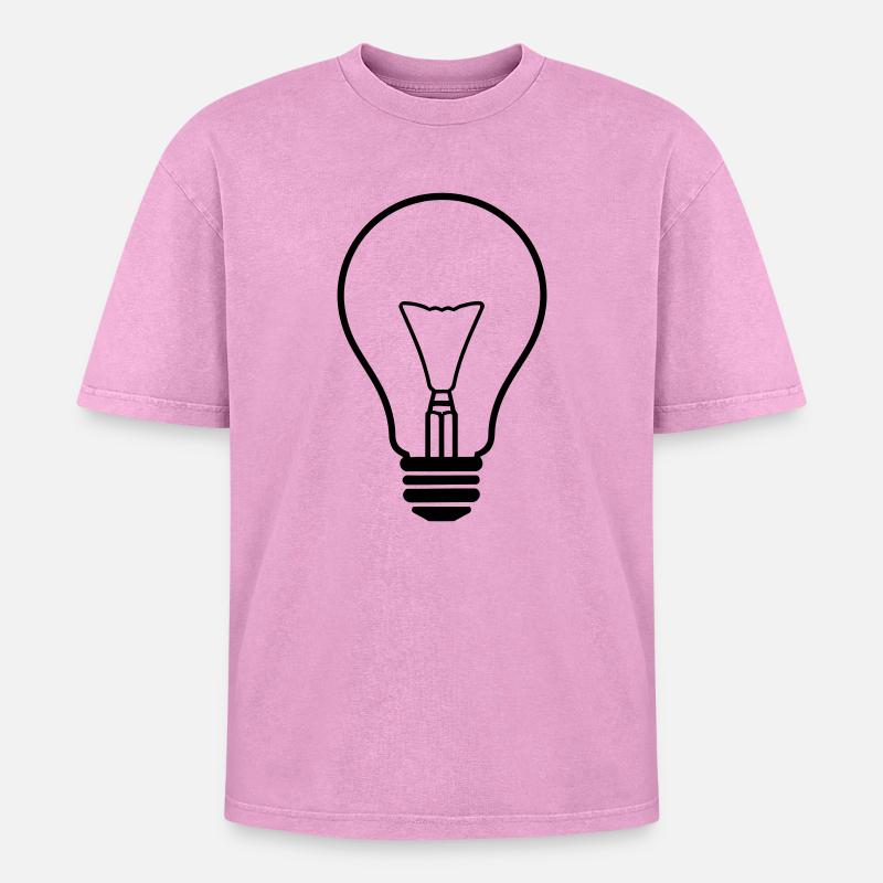 Illuminating Creative Lightbulb Design - Oversized Unisex Premium Acid-Washed T-Shirt - acid washed pink