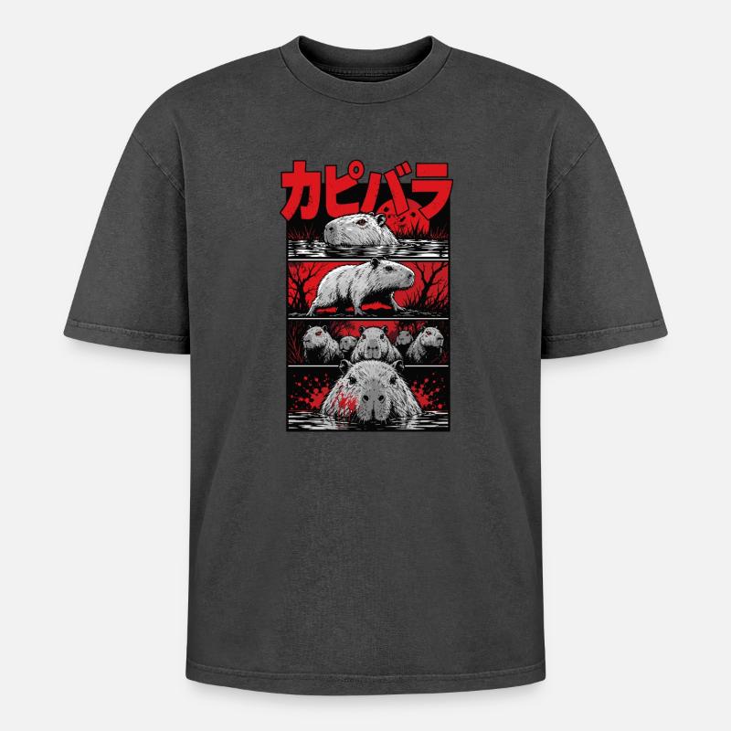 Blutsee Capybara Horror - Oversized Unisex Premium Acid-Washed T-Shirt - undefined