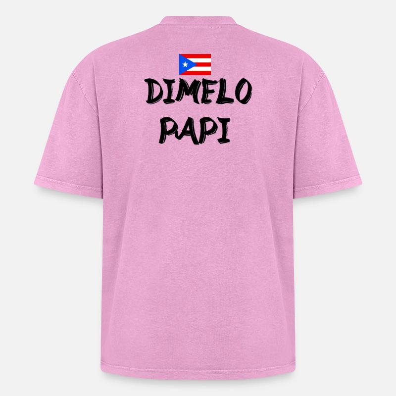 Dimelo Papi Latino - Oversized Unisex Premium Acid-Washed T-Shirt - Pink Acid Wash