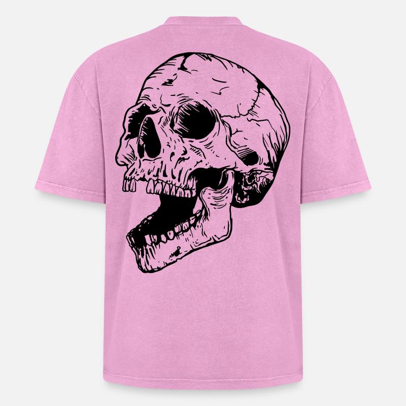 Skull - Oversized Unisex Premium Acid-Washed T-Shirt - acid washed pink