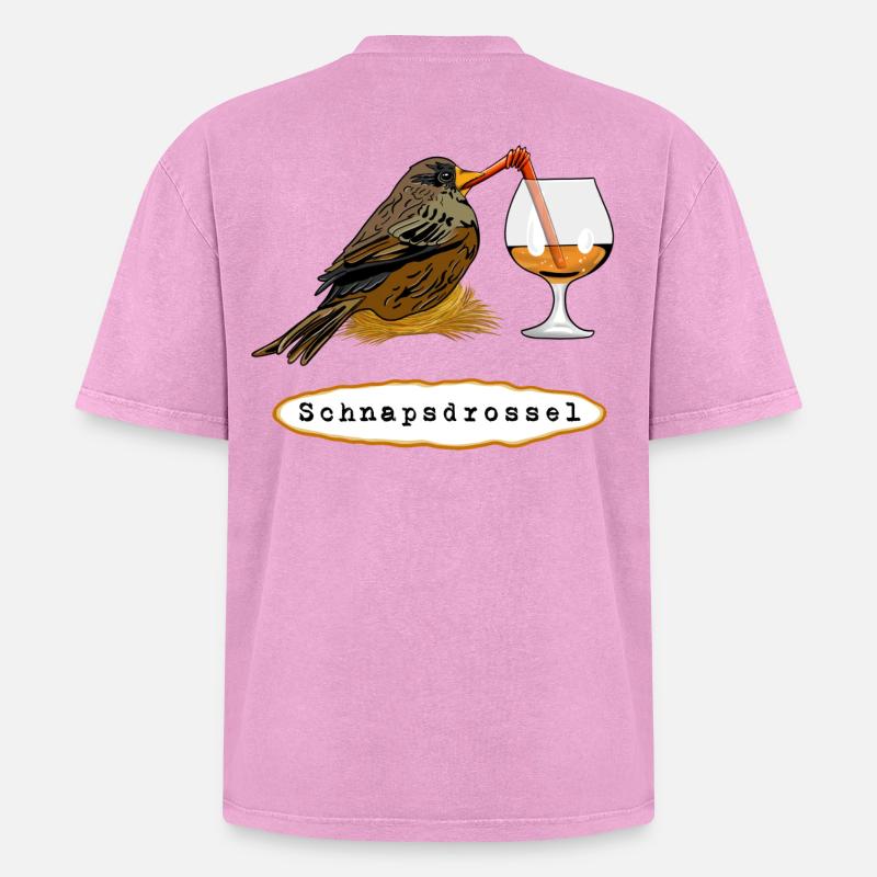 Stößchen! Schnapsdrossel - Oversized Unisex Premium Acid-Washed T-Shirt - Pink Acid Wash