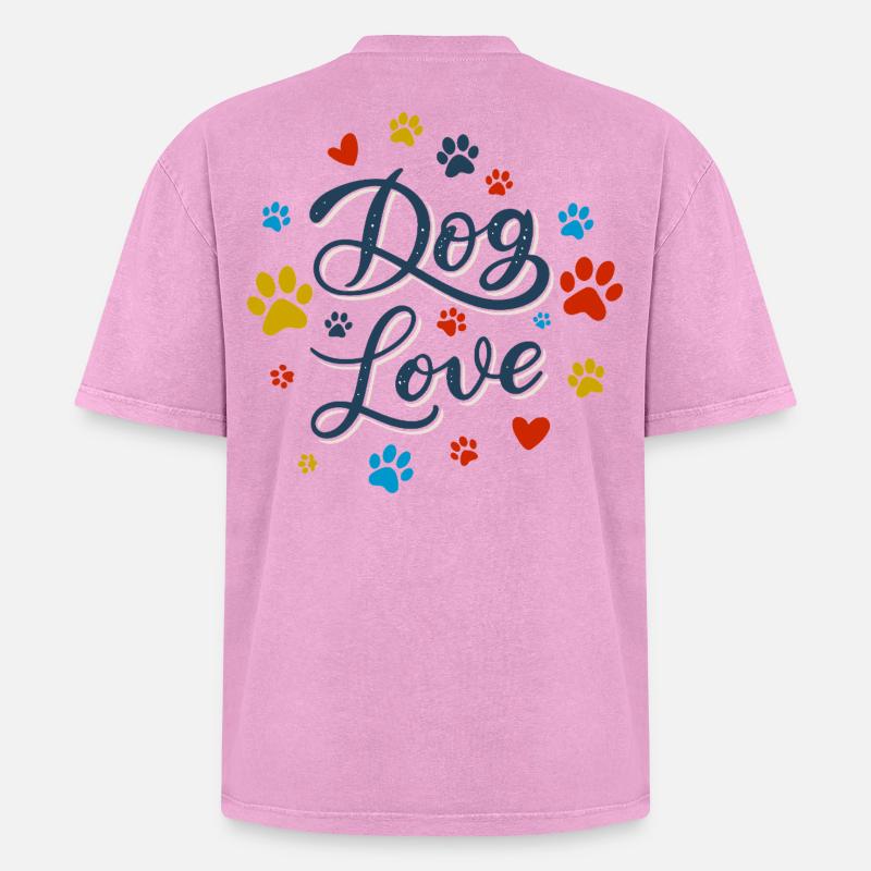 Amour des Chiens Script - T-shirt Premium unisexe oversize acid-washed - rose délavé acide