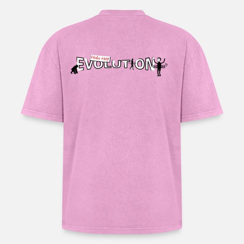 Hula hop Evolution - Oversized Unisex Premium Acid-Washed T-Shirt - acid washed pink