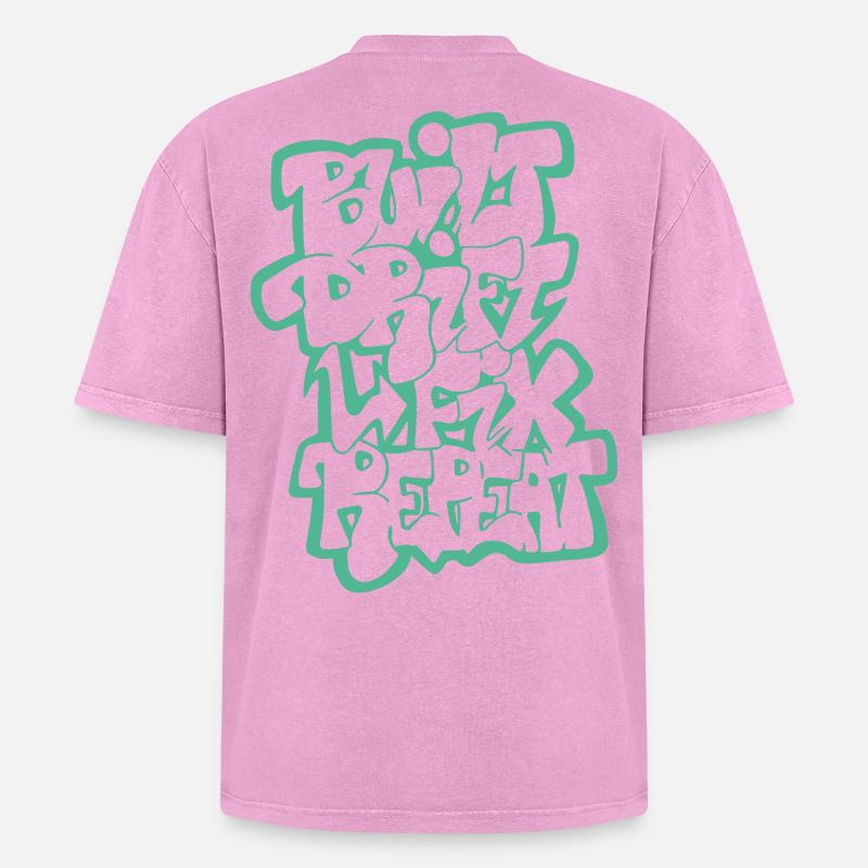Dérivée construite Fix Répéter 04 - T-shirt Premium unisexe oversize acid-washed - rose délavé acide
