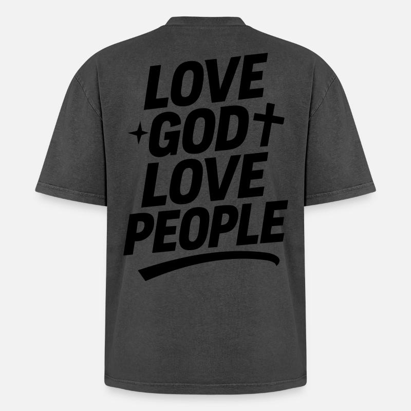 Liebe Gott und liebe Deinen Nächsten - Oversized Unisex Premium Acid-Washed T-Shirt - undefined