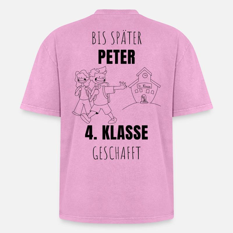 BIS SPAETER PETER - Oversized Unisex Premium Acid-Washed T-Shirt - Pink Acid Wash