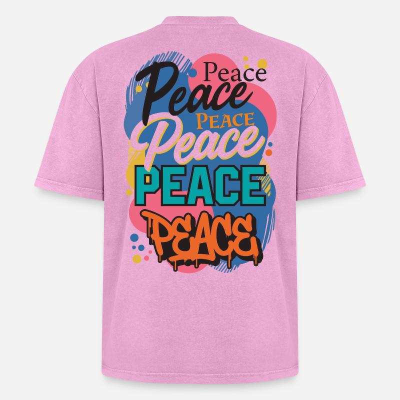 Peace als Graffiti - Oversized Unisex Premium Acid-Washed T-Shirt - Pink Acid Wash