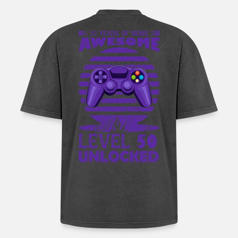 Retro Gaming Controller Motiv - Oversized Unisex Premium Acid-Washed T-Shirt - undefined