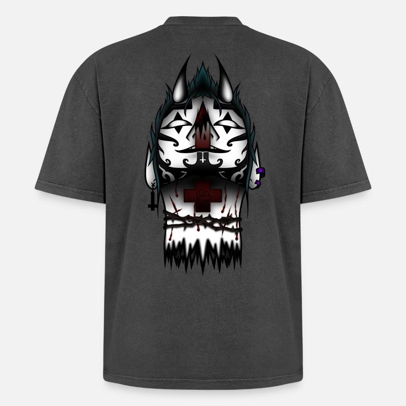 Gefallener Dämon - Oversized Unisex Premium Acid-Washed T-Shirt - Pink Acid Wash