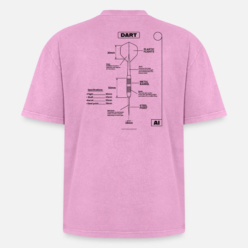 Plan de Fléchettes, Fléchettes - T-shirt Premium unisexe oversize acid-washed - rose délavé acide