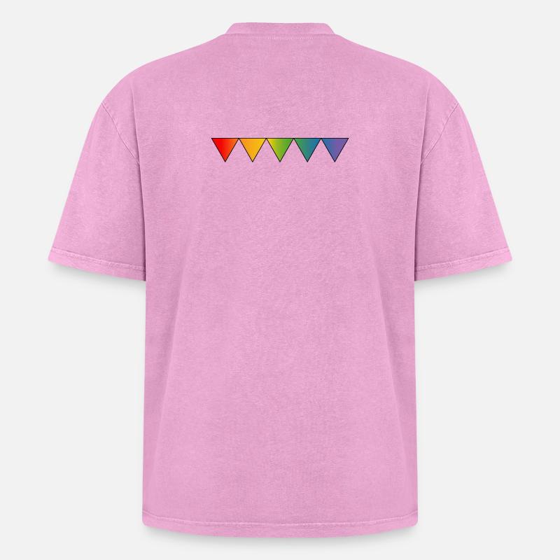 Rainbow queer triangles - Oversized Unisex Premium Acid-Washed T-Shirt - acid washed pink
