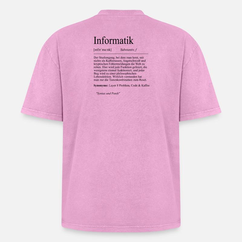 Unispruch "Informatik" Student Geschenk, Studenten - Oversized Unisex Premium Acid-Washed T-Shirt - Pink Acid Wash