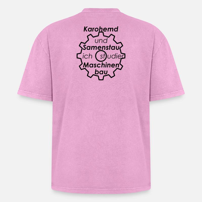 Unispruch "Karohemd und Samenstau" Studenten - Oversized Unisex Premium Acid-Washed T-Shirt - Pink Acid Wash