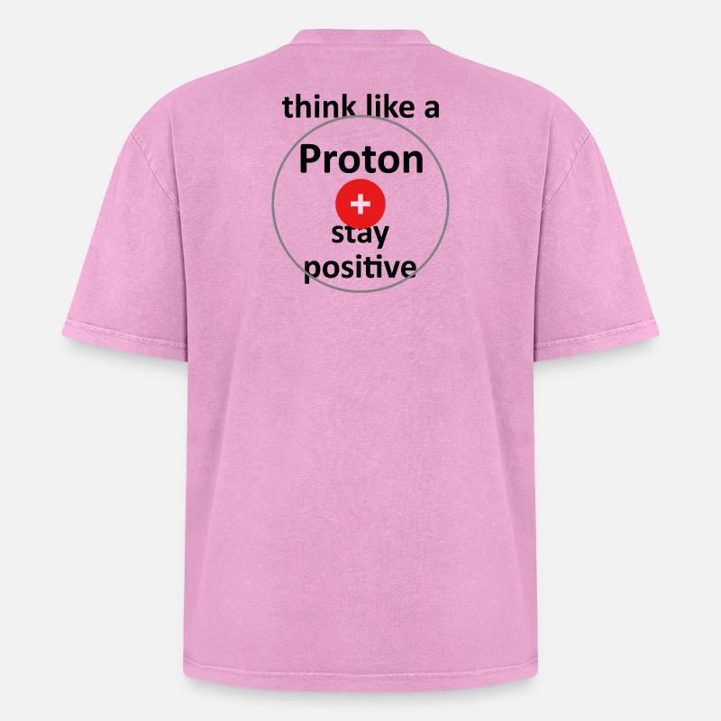 Unispruch "like a proton" Geschenk, Studenten - Oversized Unisex Premium Acid-Washed T-Shirt - Pink Acid Wash