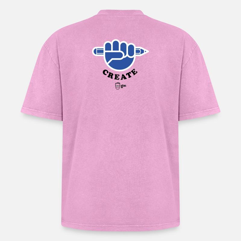 Create ! Dos - T-shirt Premium unisexe oversize acid-washed - rose délavé acide